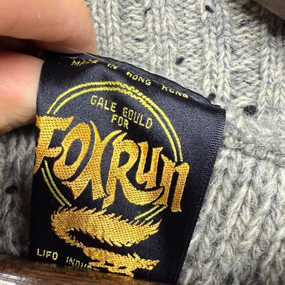 Vintage Fox Run Sweater Shawl Cape Poncho Wool Chunky Fisherman Pullover 90s - Picture 7 of 9